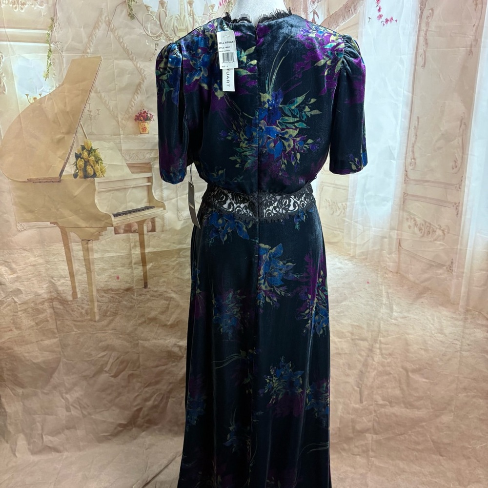 NEW Jill Stuart Women's Lace Inset Velvet Floral Maxi Dress - Picture 10 of 13